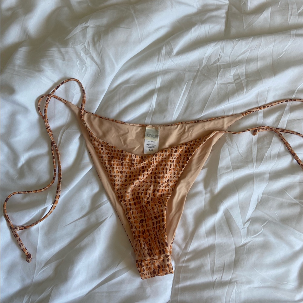 L*Space Leopard Tie Side Bikini Bottom Large NWOT